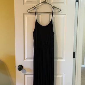 Black cotton midi dress